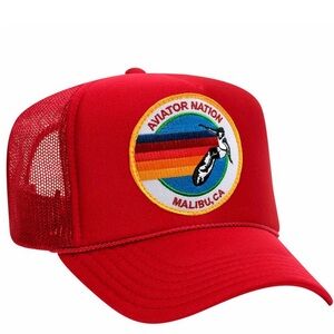 Aviator nation red trucker hat